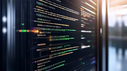 Data Center Server Room  Cybersecurity Code  Binary  Digital Technology  Programming