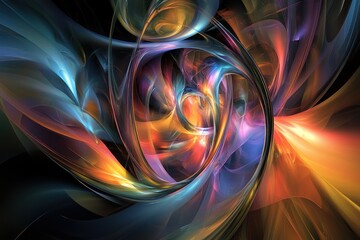 Wall Mural - an abstract composition with swirling colors and shapes that evoke the sensation of seeing beyond re
