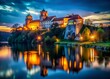 Tyniec Abbey Poland Spring Night Photography - Majestic Monastery at Dusk
