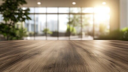 Leinwandbilder - A well-polished wooden desk showcasing natural textures and modern design elements.