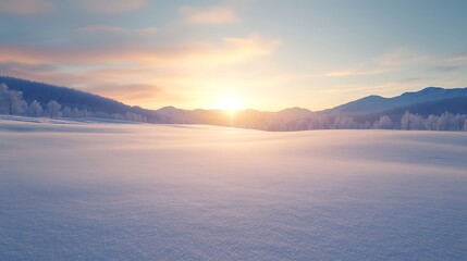 Poster - A serene winter landscape featuring fresh snow covering the ground and trees, evoking a peaceful atmosphere.