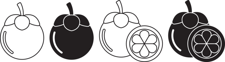 Wall Mural - mangosteen also known as the purple mangosteen icon set