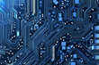 © Helen - An intricate vector illustration of a blue circuit board with futuristic digital tech elements.