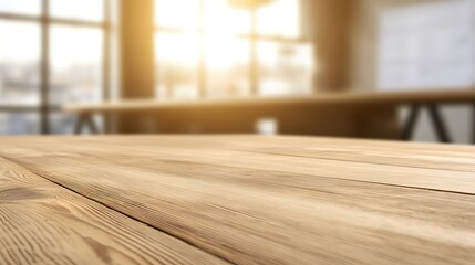 Poster - A detailed image of a textured wooden table in focus, with a softly blurred background.