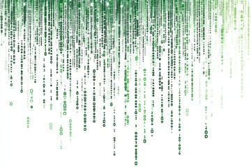 green digital rain falling, data stream background, tech website banner