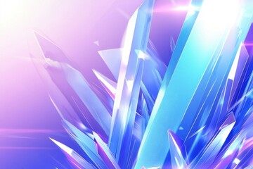 Wall Mural - Vibrant Blue Crystal Formation with Soft Purple Background Light