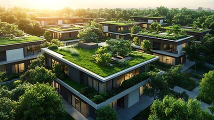 Poster - A sustainable business park featuring eco-friendly design and green spaces.