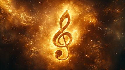 Poster - Surreal music background image featuring a glowing tree, perfect for artistic and creative projects.