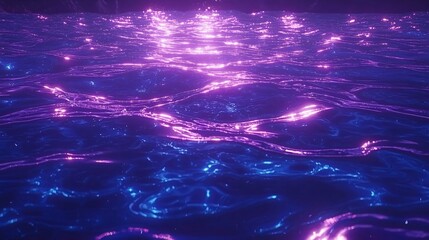 Glowing purple water, night scene, abstract background, design element