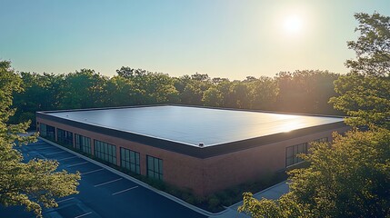 Aufkleber - A modern, state-of-the-art commercial office building in an urban setting.