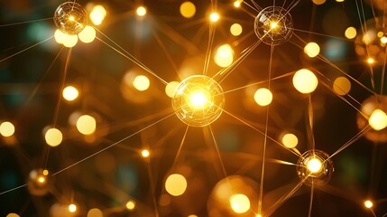 Golden Network Connections, Abstract Background