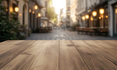 Poster - A detailed image of a smooth wooden tabletop in sharp focus, showcasing its texture and color.