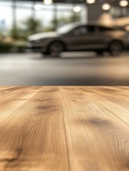 Aufkleber - A smooth wooden surface in the foreground, ideal for backgrounds or textures in design projects.