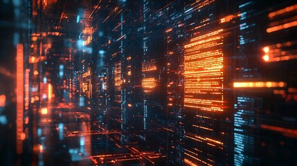Leinwandbilder - A digital archive interface design showcasing a sleek, futuristic aesthetic with holographic elements.