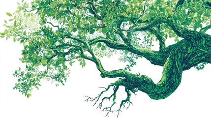 Lush green tree branch, nature background, environmental imagery