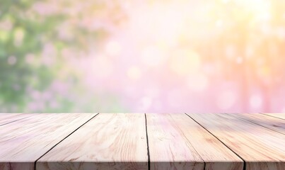 Aufkleber - Rustic wooden table surface with a subtly blurred background, ideal for decor or design use.