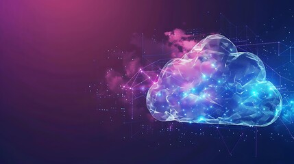 Wall Mural - abstract representation of cloud computing, highlighting digital transformation and data network.