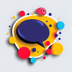 Wall Mural - A colorful circle with a blue speech bubble in the middle