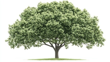 lush green tree isolated on white, nature backdrop, design element