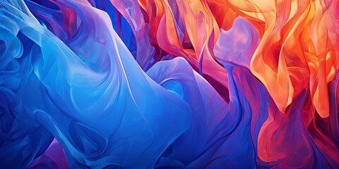 Poster - A blue and orange background with a red flame
