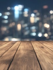 Aufkleber - A polished wooden table with a blurred background, ideal for showcasing elegant dining or interior designs.