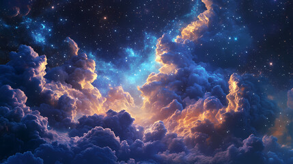 Wall Mural - Stellar elegance: unique clouds in outer space amidst cosmic aura. Galactic Mosaic Skies. Illustration