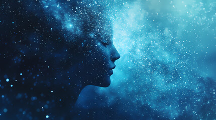 Wall Mural - zodiac constellations on a starry, blue background. galactic mosaic skies. illustration