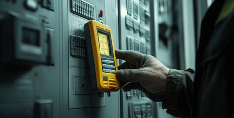 Industrial Electrician Using a Digital Multimeter