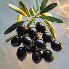 Wall Mural - black olives with leaves