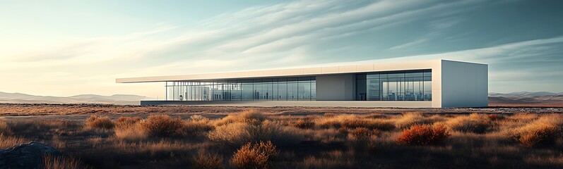 Aufkleber - A modern high-tech research facility featuring a flat EPDM roof design.