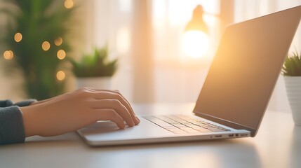 Poster - A business professional's hands typing on a MacBook, emphasizing focus and productivity.