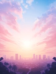 Poster - A dreamy anime-style illustration depicting the vibrant cityscape of Los Angeles.