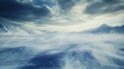 Poster - A dramatic winter storm with snow-covered landscapes captured in a stunning photograph.