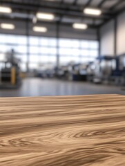Aufkleber - A detailed image of a wooden workbench with a blurred background for creative projects.