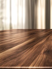 Aufkleber - A sharp-focused image of a dark walnut wood table showcasing its elegant design and texture.