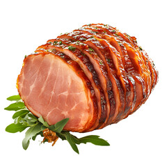 Wall Mural - Glazed Ham Roast Slices, Festive Holiday Dinner Meat