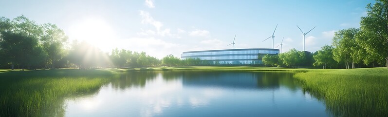 Poster - A conceptual image depicting a green business hub emphasizing transparency and sustainability.