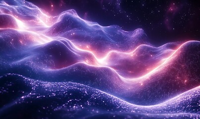 Leinwandbilder - A vibrant digital wave of cascading binary code in a complex abstract design.