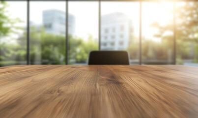 Aufkleber - A classic wooden desk in the foreground, emphasizing a warm and inviting workspace environment.