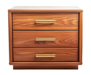 Wooden dresser with three drawers isolated on transparent background