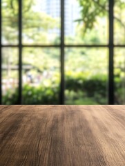 Aufkleber - A bright and polished wooden tabletop, isolated and suitable for various design purposes.