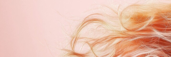 Aufkleber - Frayed hair tips with split ends against a soft pink background creating space for text and illustrating hair damage. Generative AI