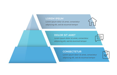 Wall Mural - Pyramid diagram with three parts with icons, infographic template, vector eps10 illustration