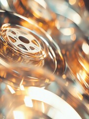 Poster - Close up view of vintage film reels and tape showcasing intricate details and textures for creative projects. Generative AI