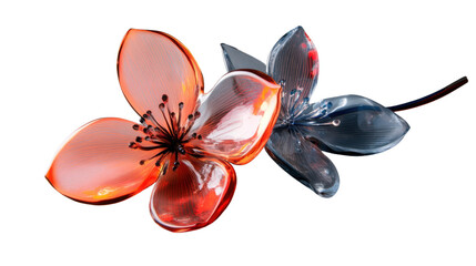 Wall Mural - Two glass flowers blooming with transparent background