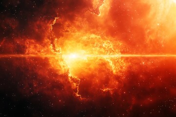 abstract space background with stars and nebula in red and orange