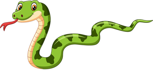 Wall Mural - cartoon a happy green snake