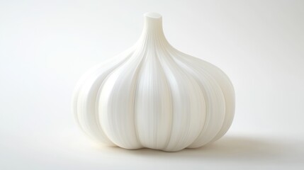 Wall Mural - Single bulb of garlic, studio shot, white background, food photography