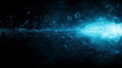 Wall Mural - abstract digital stream glowing network connections in cyberspace