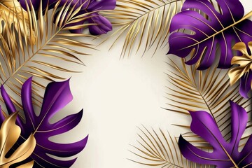 Modern tropical leaves design featuring a white background. 